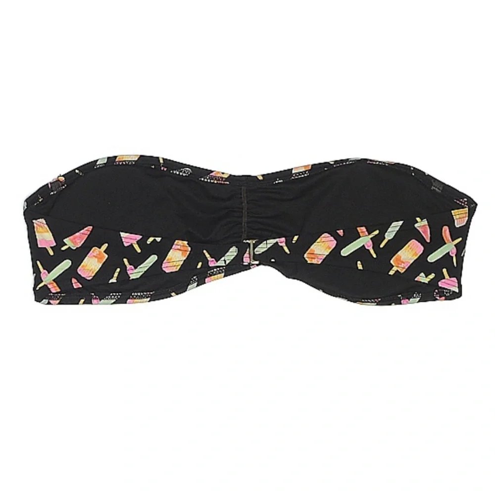 JUICY COUTURE Swim Top Popsicle Bandeau Bikini Size XL Black